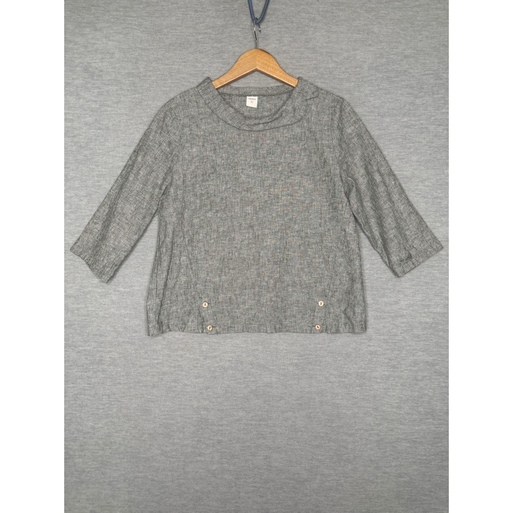 Lintico Top Large Linen Cotton Blend Collar Lagenlook Boxy Coastal Sustainable